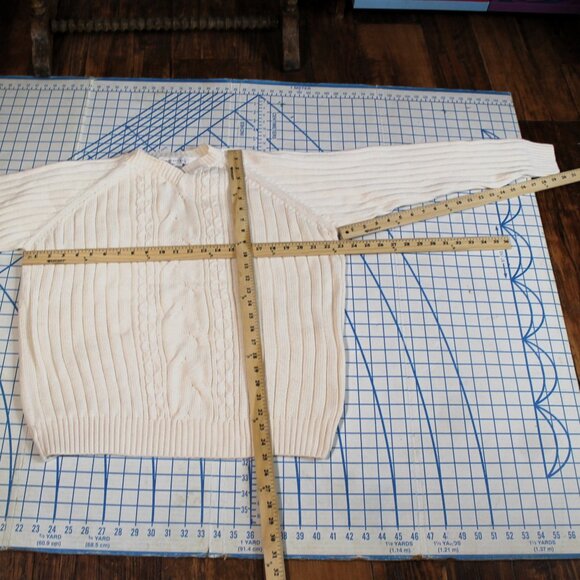 Geoffrey Beene Cotton Cable Knit Sweater, Large - Picture 4 of 6